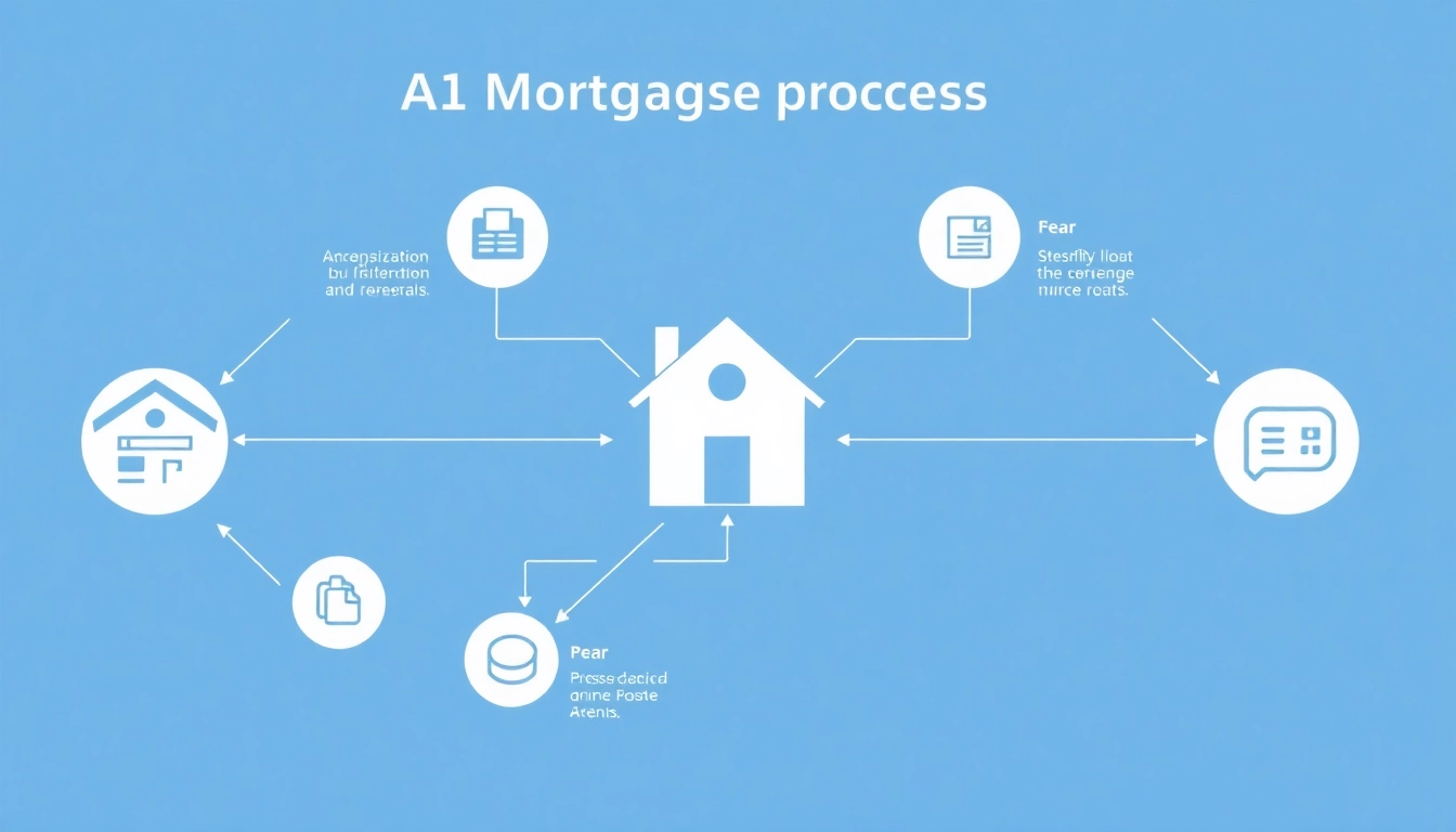 Visualize the mortgage process with AI using flowcharts and clear icons to enhance clarity and understanding.