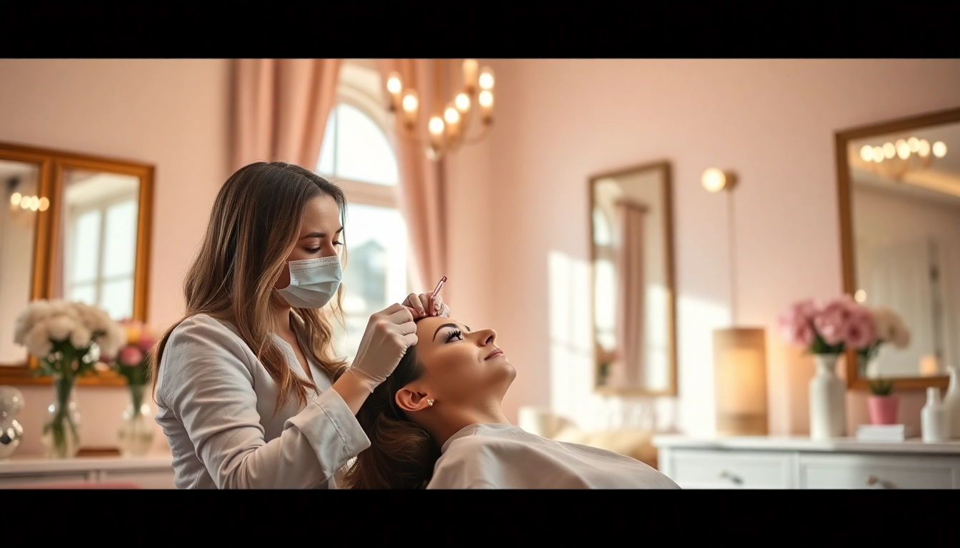 Skilled technician applying Pflugerville lash extensions during a serene salon visit.