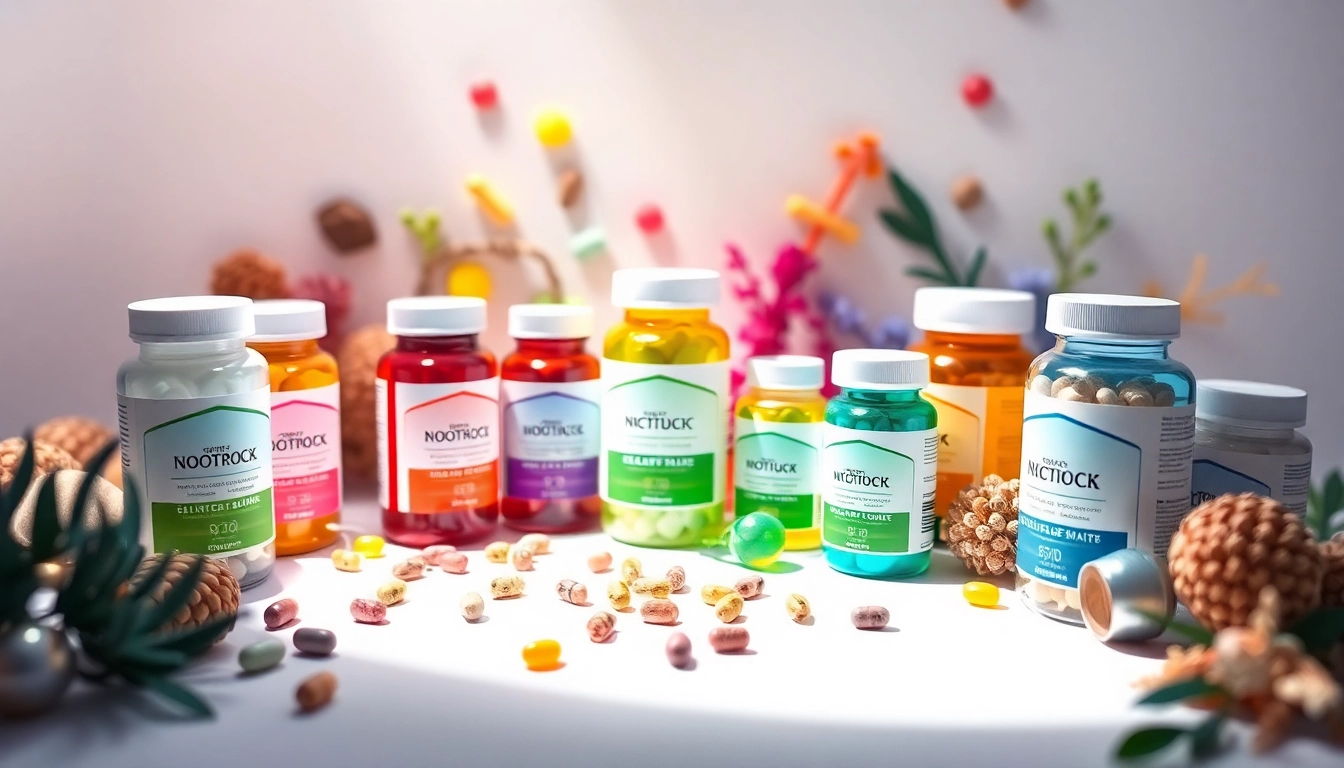 Enhance cognitive function with these vibrant Nootropics supplements arranged appealingly.