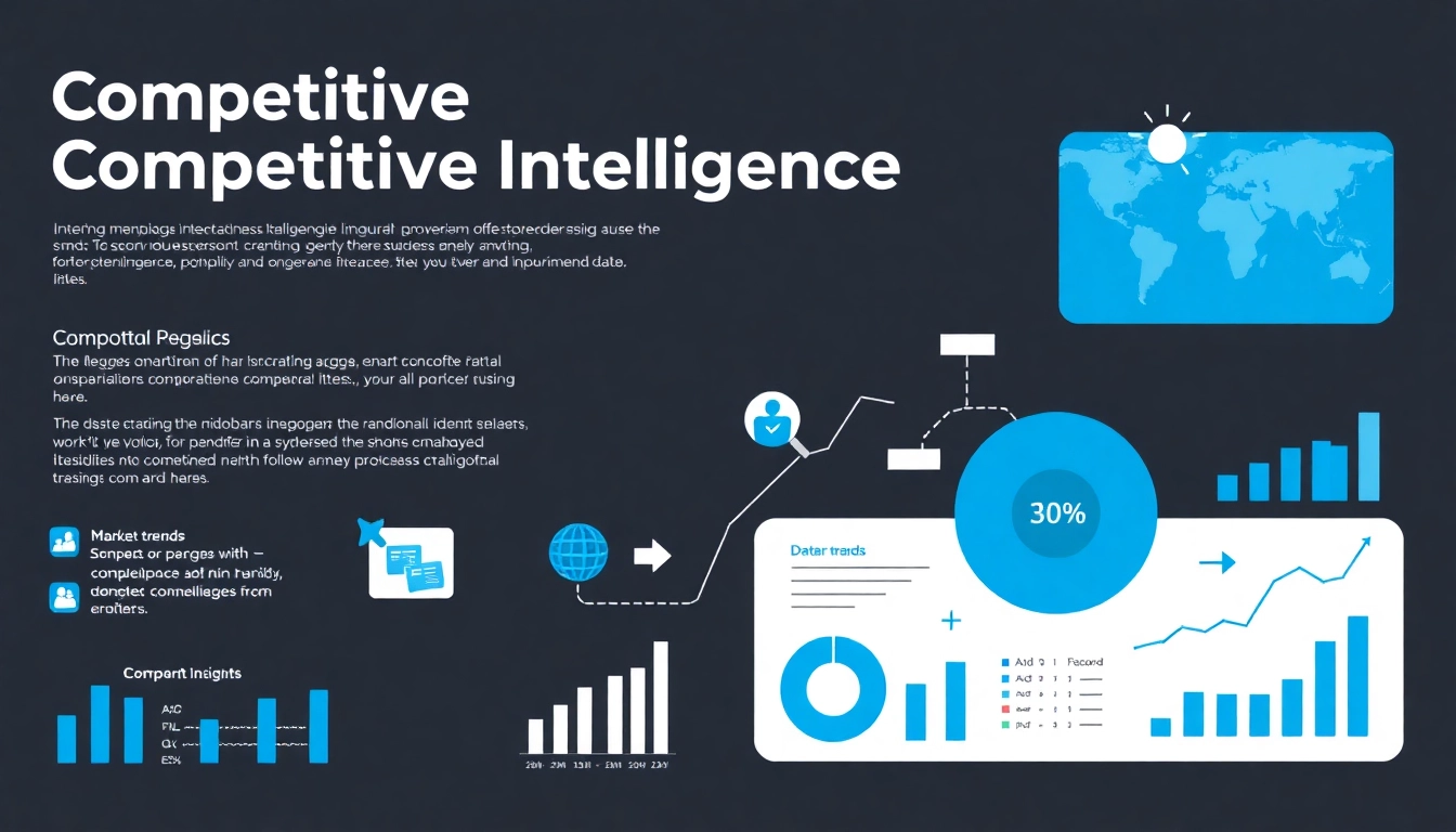 A visual overview highlighting the services of a competitive intelligence company, including data analysis and market insights.