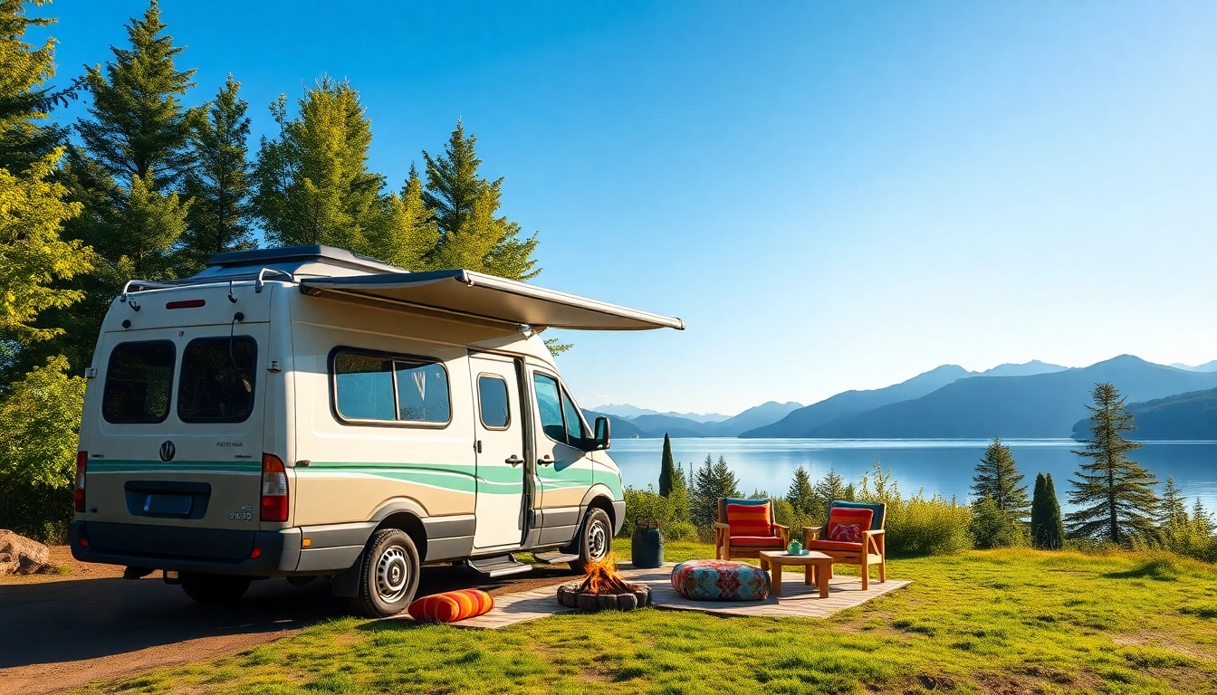 Experience the beauty of a perfect campervan parked in nature.