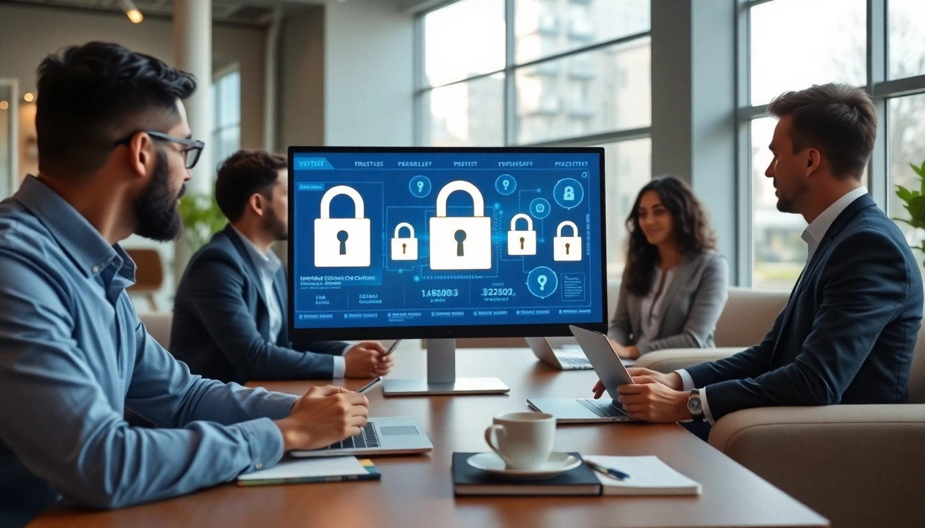 Engage in cyber security courses with professionals in a modern training environment, showcasing digital security.