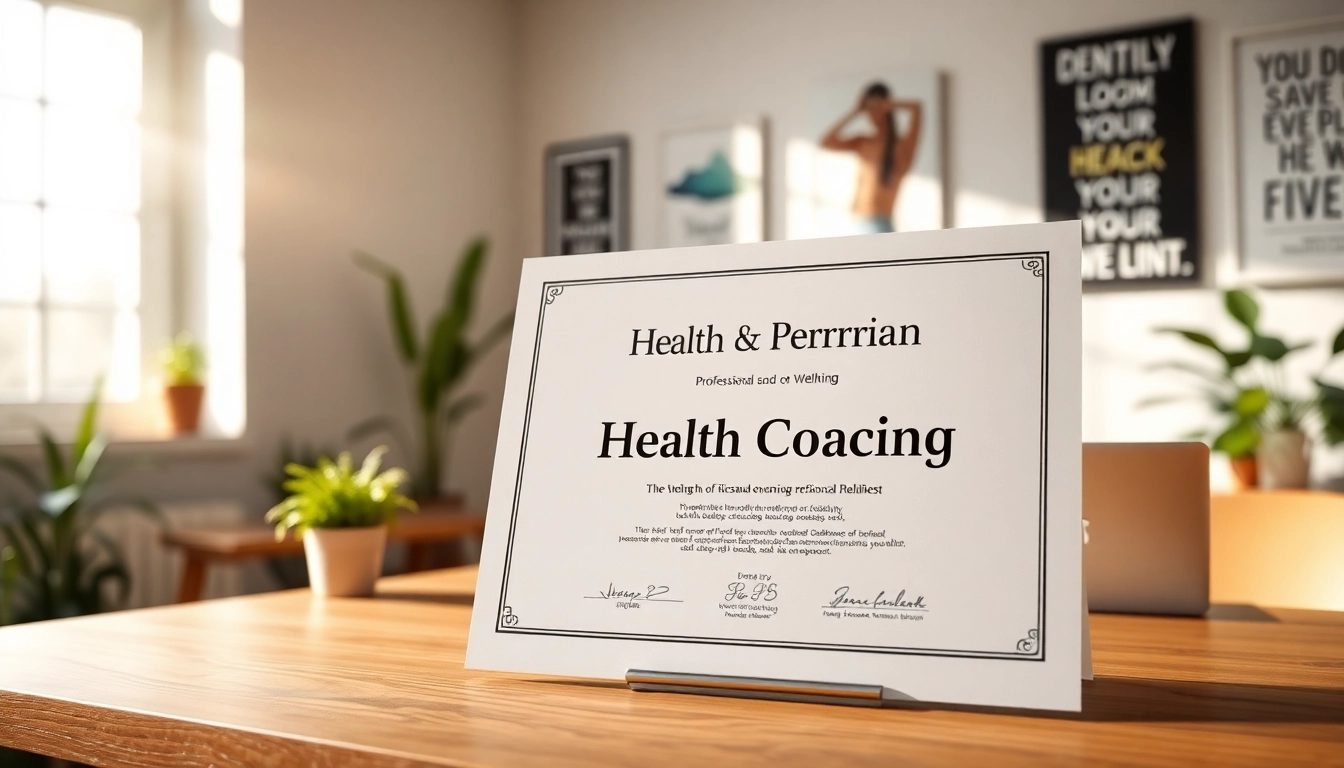 Promoting health coaching certificate in a professional coaching environment with client interaction.