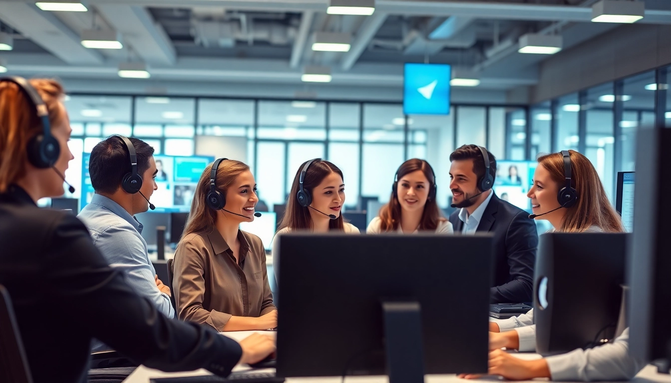 Enhance your business with Outsource Call Center Services featuring a professional team collaborating effectively.