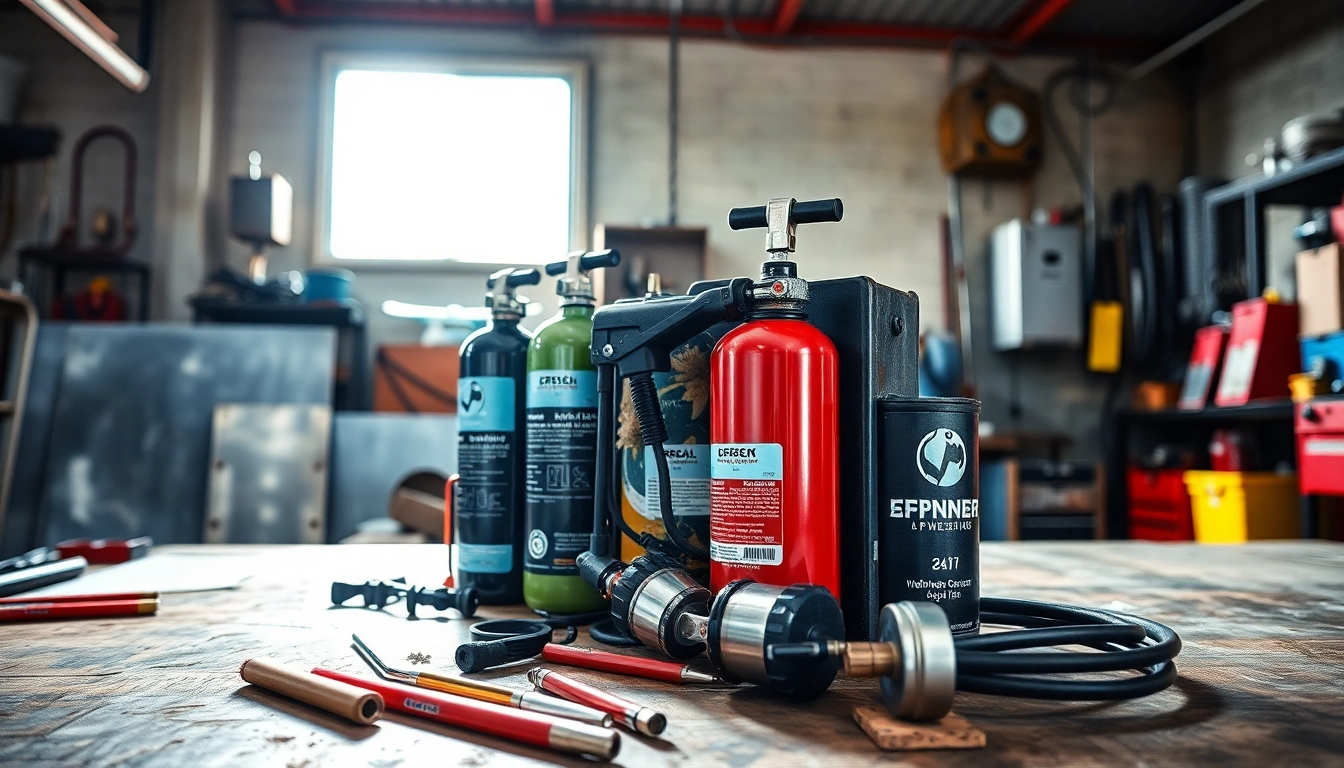 Explore an oxy acetylene welding kit featuring tanks and tools set in a professional workshop.