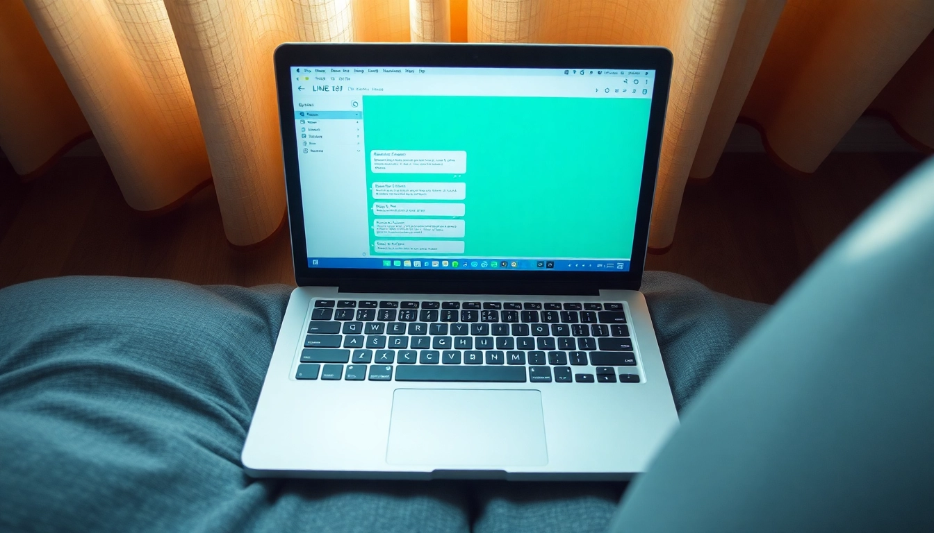 View of the LINE app interface on a laptop, highlighting line电脑版下载 features for users.