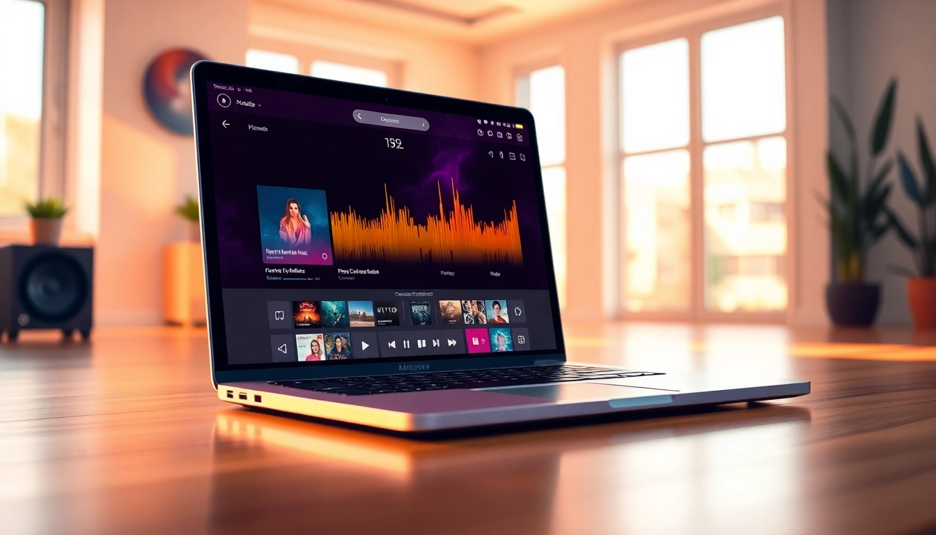 Engage with 汽水音乐网页版 through a modern music app interface on a laptop.