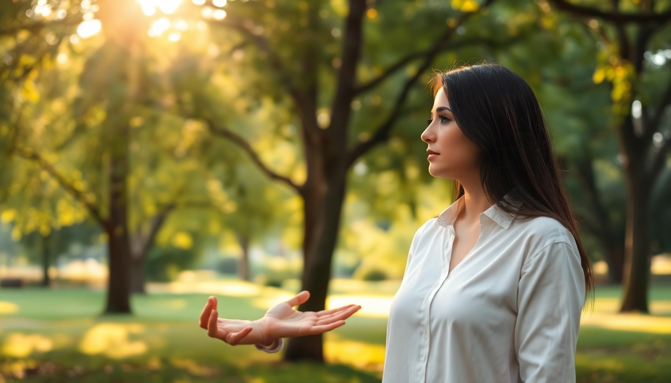 Effectively engaging in dealing with stress with a therapist in a serene park setting.