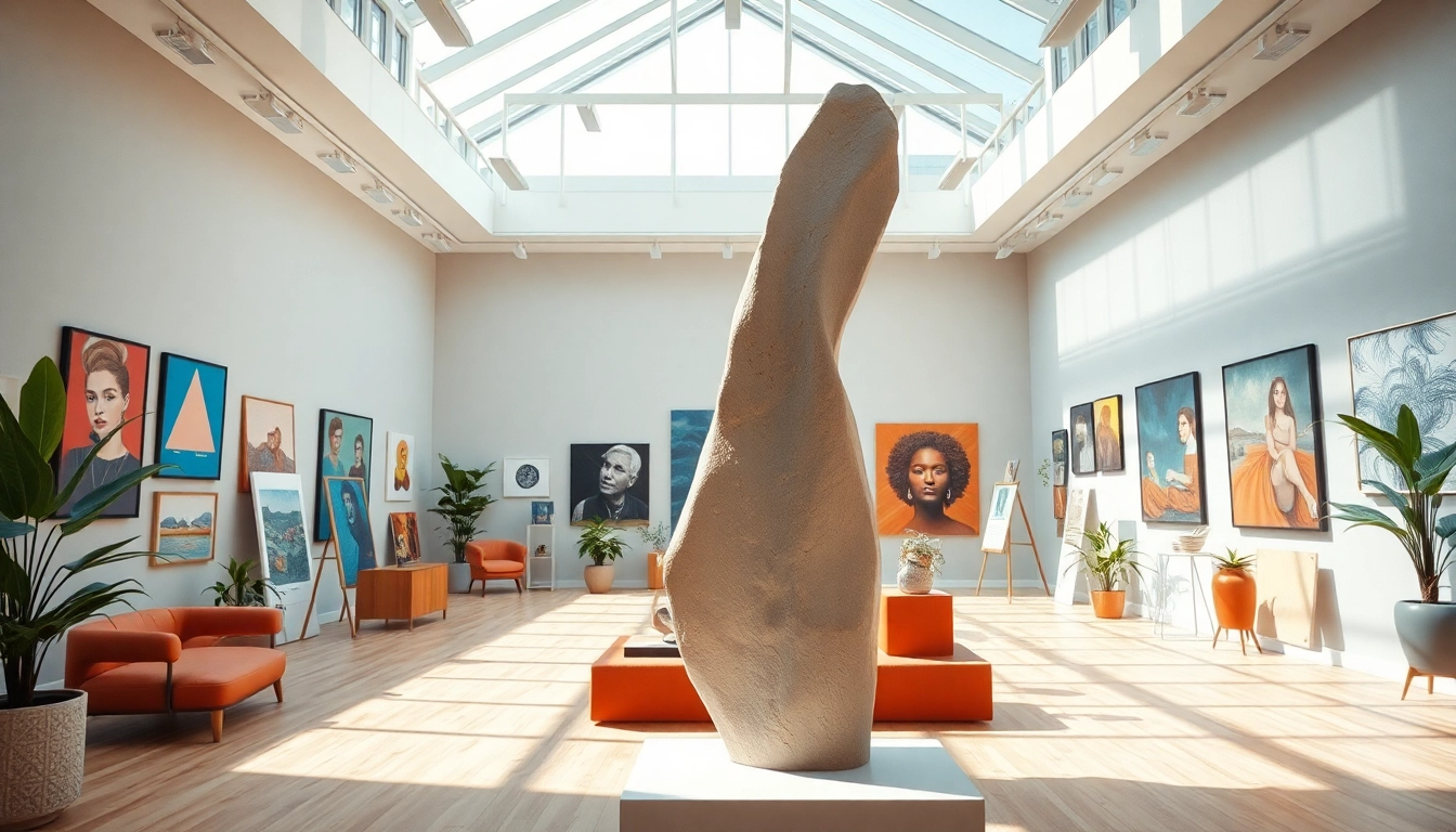 View of in lieu gallery featuring contemporary art installations and bright natural lighting.
