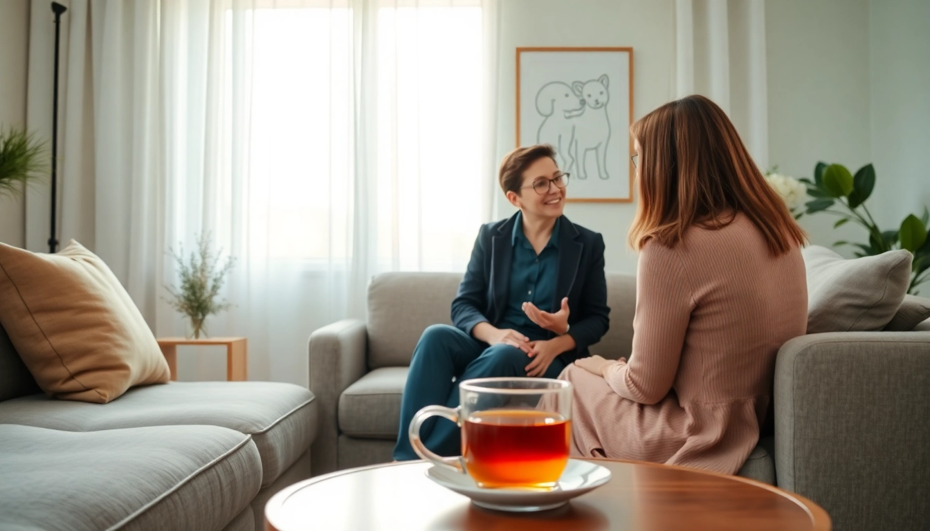 Attachment theory specialist providing counseling in a soothing therapy environment.