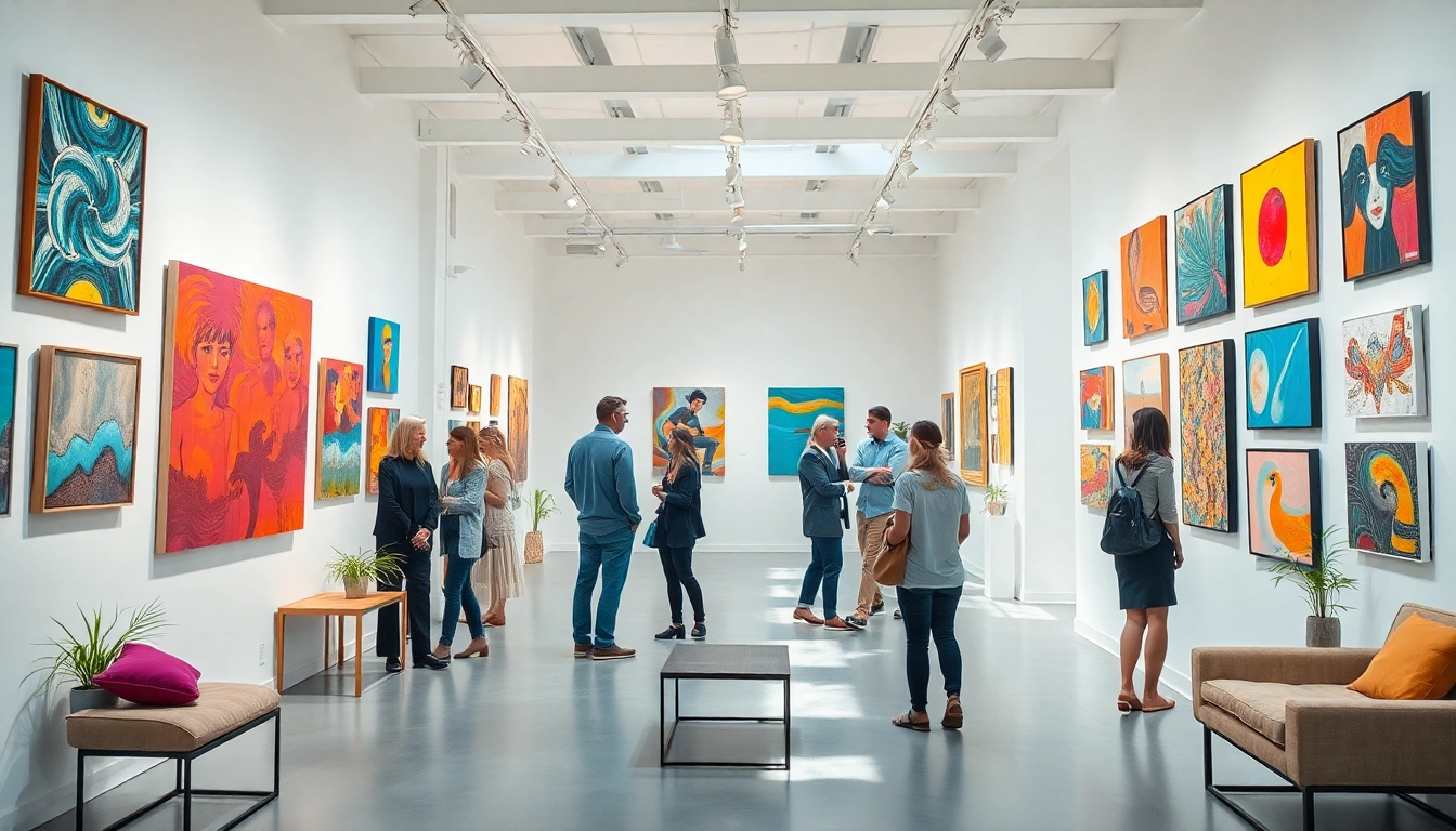 Visit the in lieu gallery, featuring vibrant art pieces and engaging visitor interactions.