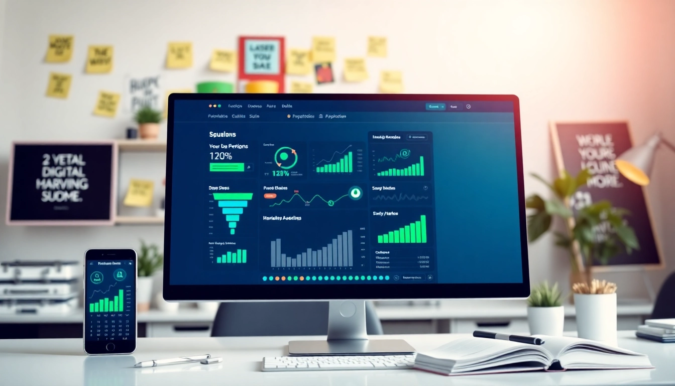 Creating funnels efficiently with the AI funnel builder on a sleek computer setup.