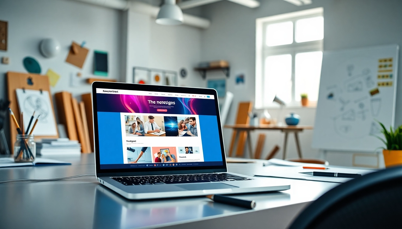 Craft unique website design elements in a professional workspace showcasing modern layouts.