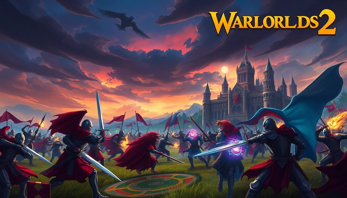 Engaging battle scene from Warlords 2, featuring knights and magical creatures in combat.