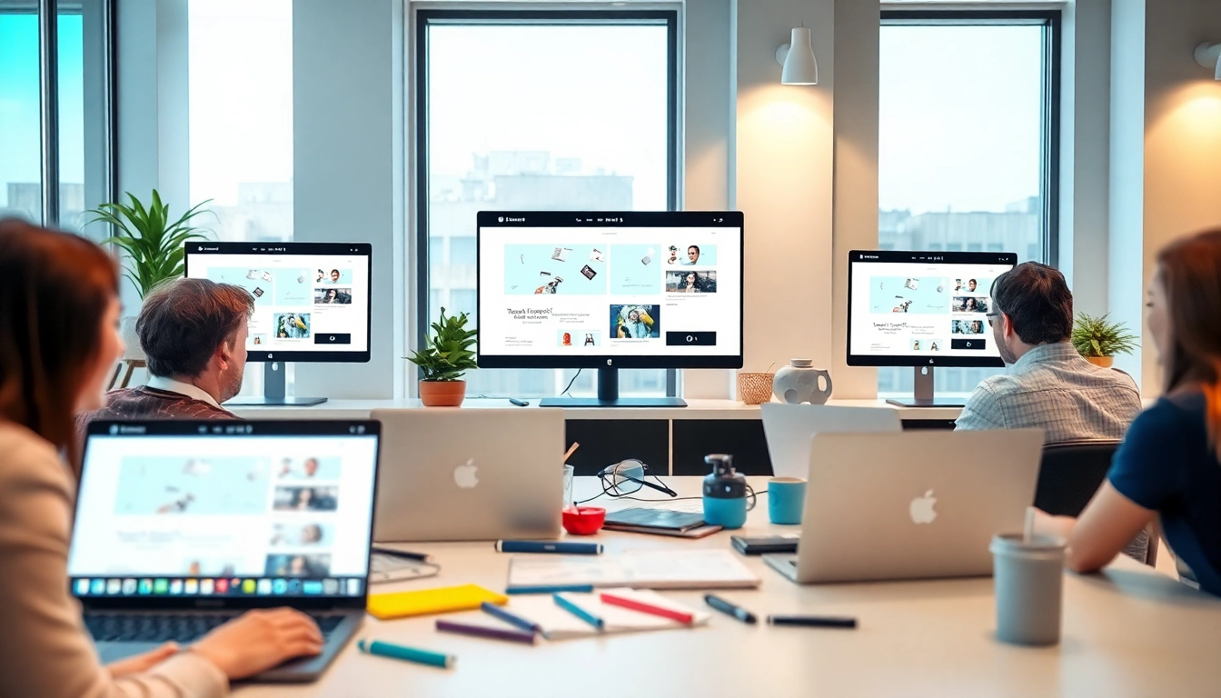Showcasing kc web design with a creative team collaborating in a modern studio.