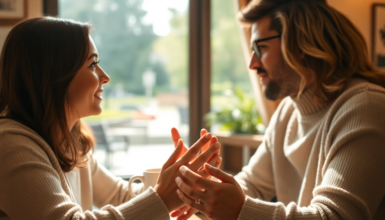 A couple communicating in relationships, sharing their feelings in a cozy café setting.