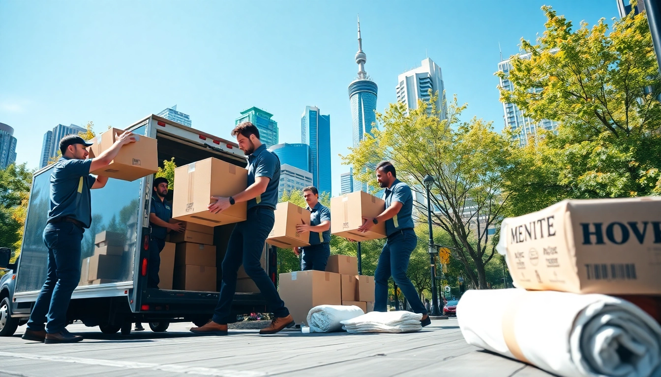 Efficient moving Toronto team loading boxes into a truck in an urban Toronto setting.