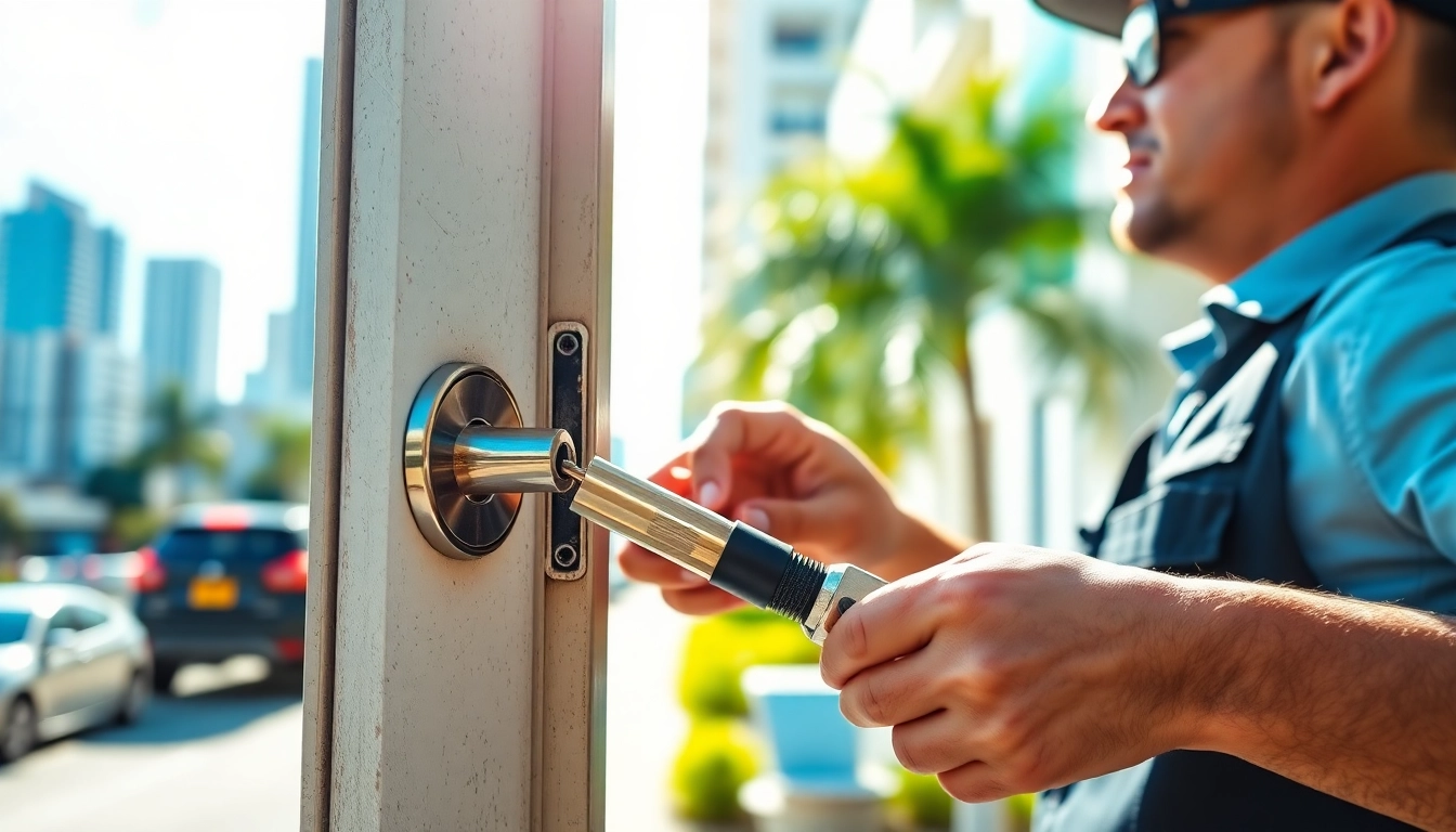 Resolve lock issues with expert Locksmith Miami services in a vibrant urban setting.